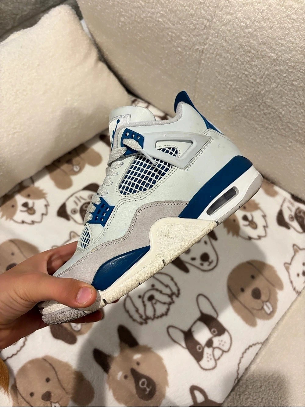 Nike Air Jordan 4 Retro Sneakers White & Blue US 6.5